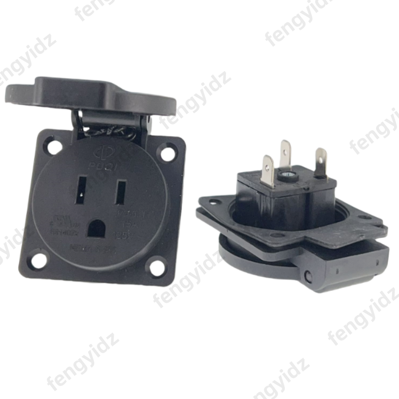 Outdoor Power Receptacle - أسود 125 فولت 15A 20A IP44