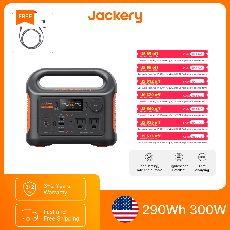 Outdoor Power Extension Cord - محطة طاقة محمولة جاكيري إكسبلورر 300