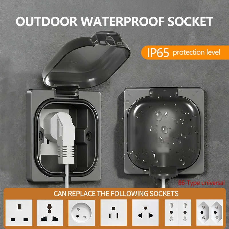 Outdoor Power Receptacle - مقبس خارجي مقاوم للماء IP65، لوحة