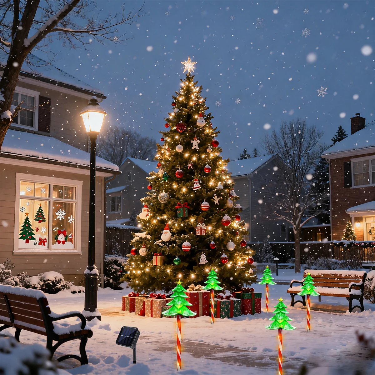 البوب 5 قطعة/المجموعة LED شجرة - مراجعة Outdoor Solar Power Xmas Lights وسعره