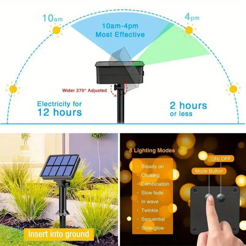 حديقة ديكور الجنية سلسلة أضواء - مراجعة Outdoor Solar Power Xmas Lights وسعره
